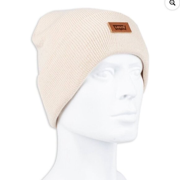 Levi's tan logo leather patch men's beanie - Picture 1 of 7